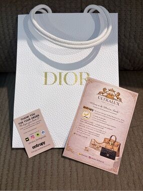 Dior White Gift Bag with Gold Logo with COA